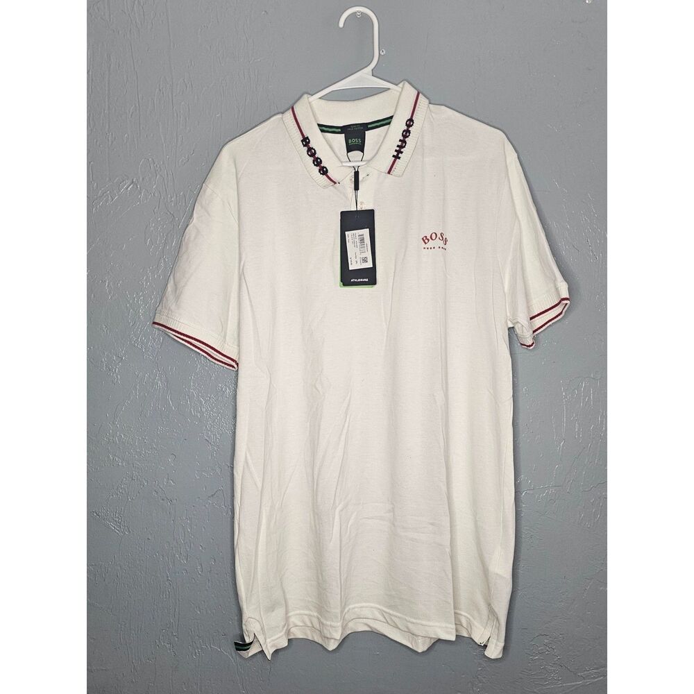 BOSS Hugo Boss Men's Paddy Tape Short Sleeve Polo Shirt White NWT Size 2XL